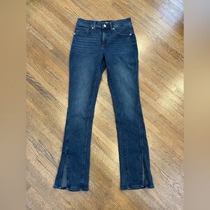 Express Skyscraper Bootcut Mid Rise Dark Jean 4 Short